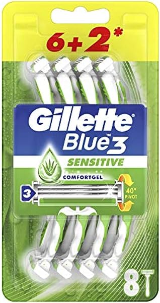 Gillette Blue3 Sensitive Barbeador Descartável, Limão